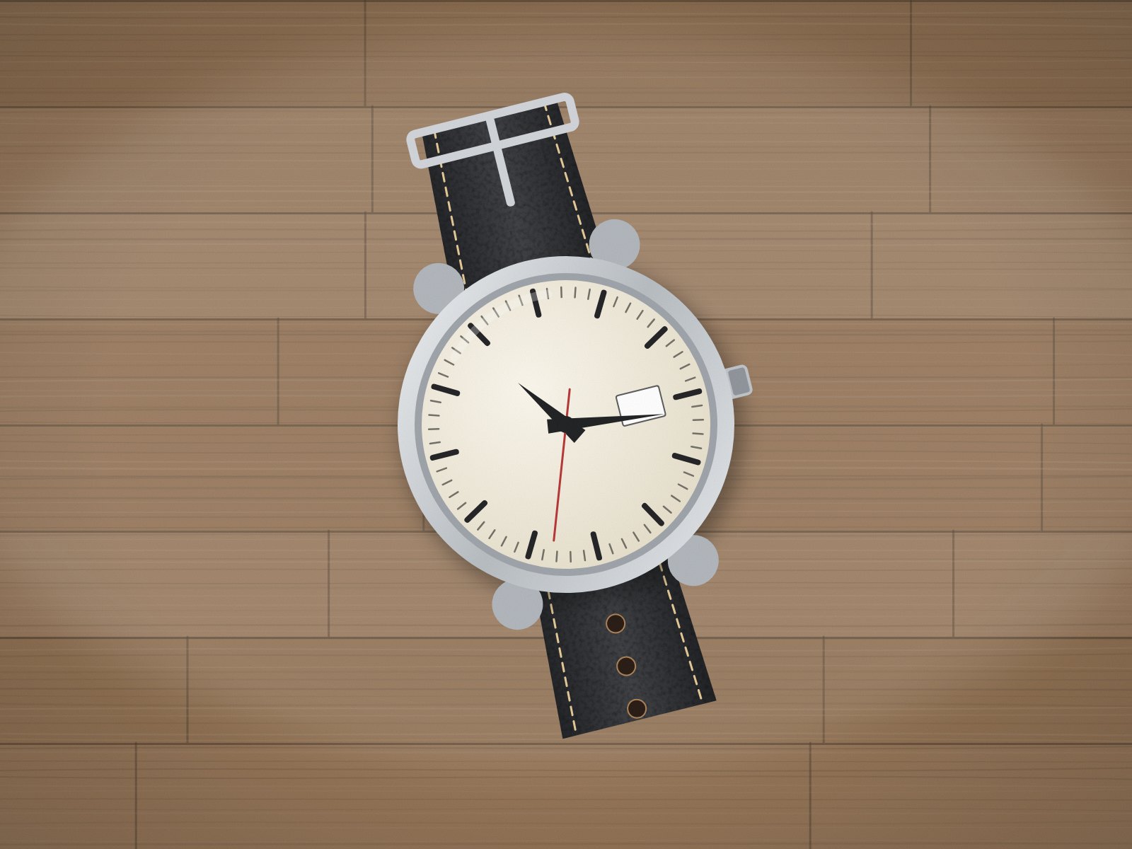 Silver watch on a black strap